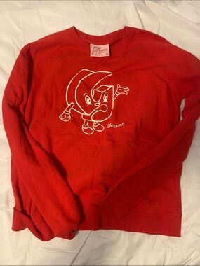 Glossier G Pal Crewneck Fleece Pullover Sweatshirt Womens Red Logo Sz XXL